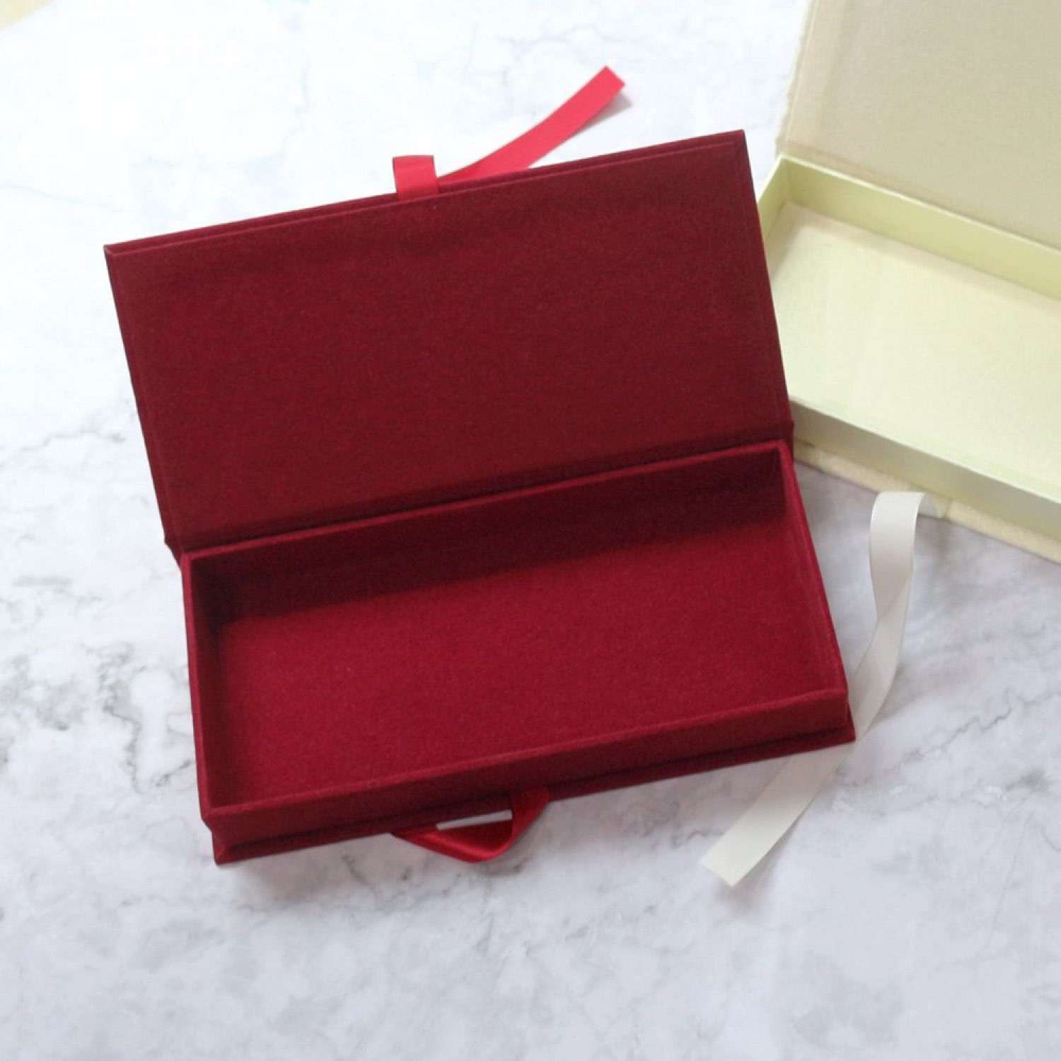 Velvet Box With Ribon Rectangle Box Customized 